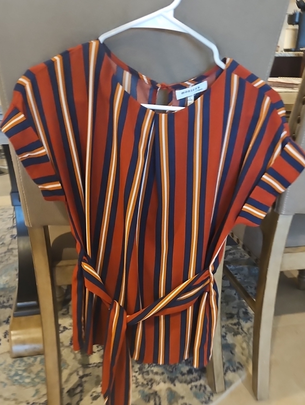 Monteau Rust, Navy & Yellow Striped Midi Dress